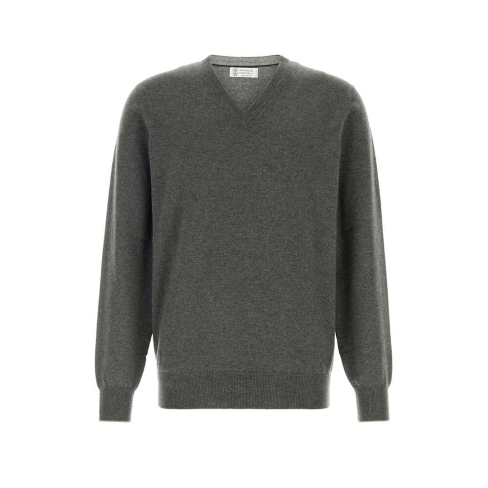 Brunello Cucinelli Men Grey Cashmere Sweater